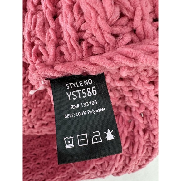 POL Pink Chunky Knit Oversized Cropped Long Sleeved Sweater Small Style YST586 - Picture 3 of 8